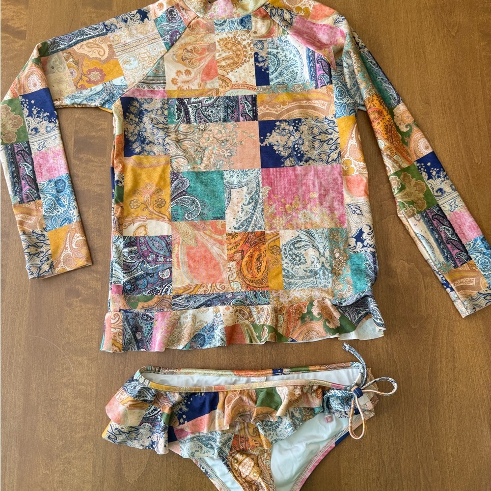 Zimmermann Multicolor Patchwork Kids Swim Set